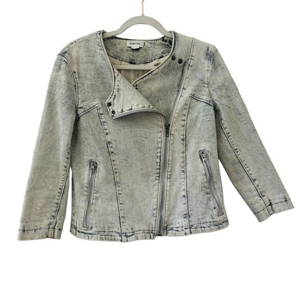 Helmunt Lang White Washed Denim Moto Jacket - Picture 1 of 8